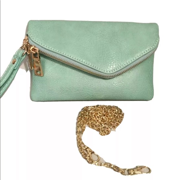 Urban Expressions Turquoise Clutch Crossbody Handbag - Picture 3 of 11